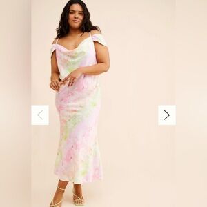 Eloquii Women's Off Shoulder Bias Dress Size 18 Pink Classic
